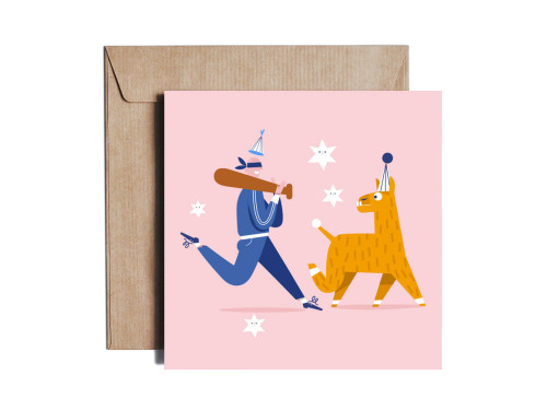 Greeting card - Pieskot - Pinata Hunting, 14,5 x 14,5 cm
