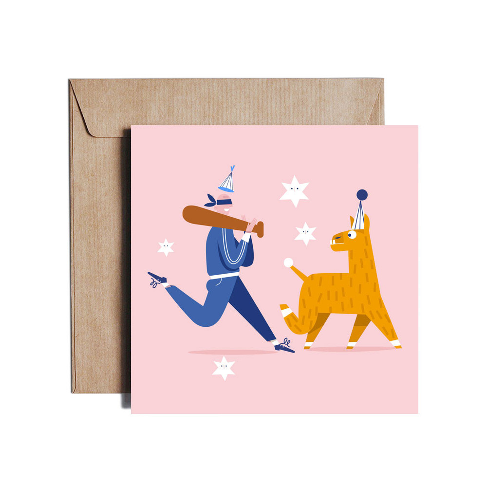 Greeting card - Pieskot - Pinata Hunting, 14,5 x 14,5 cm