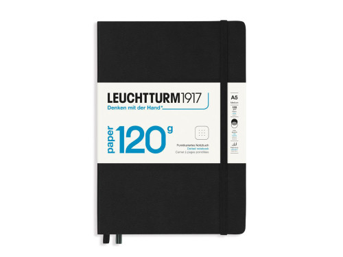 Notatnik - Leuchtturm1917 - w kropki, Black, twarda okładka, 120 g, A5