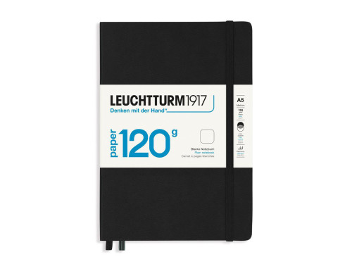 Notebook - Leuchtturm1917 - plain, Black, hard cover, 120 g, A5
