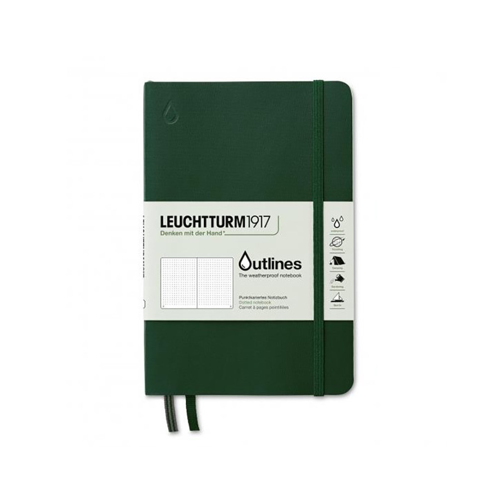Notatnik Outlines - Leuchtturm1917 - w kropki, Green, miękki, 150 g, B6+