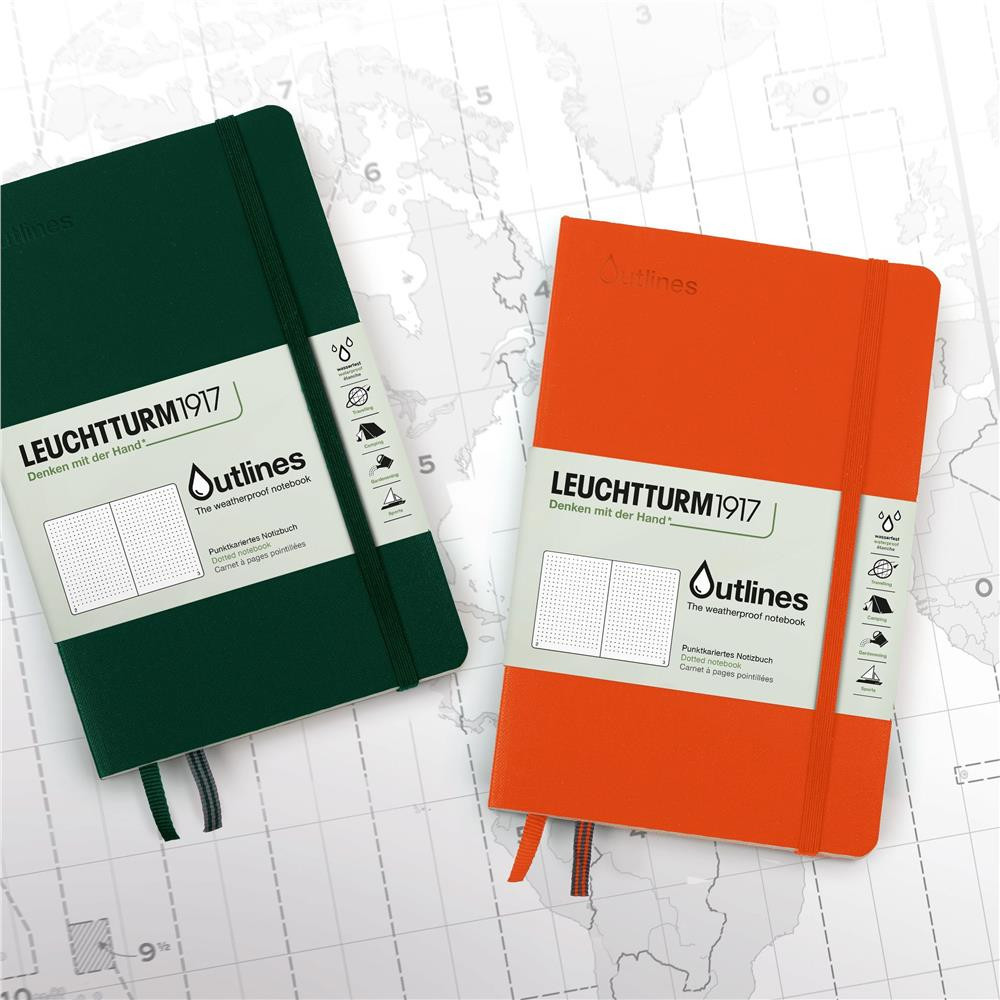 Outlines Waterproof Notebook - Leuchtturm1917 - dotted, Green, soft cover, 150 g, B6+