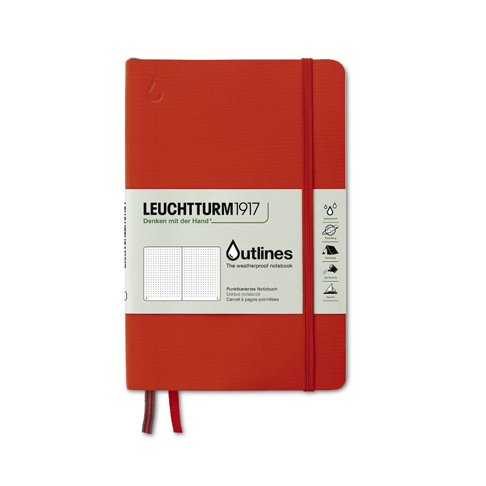 Outlines Waterproof Notebook - Leuchtturm1917 - dotted, Orange, soft cover, 150 g, B6+