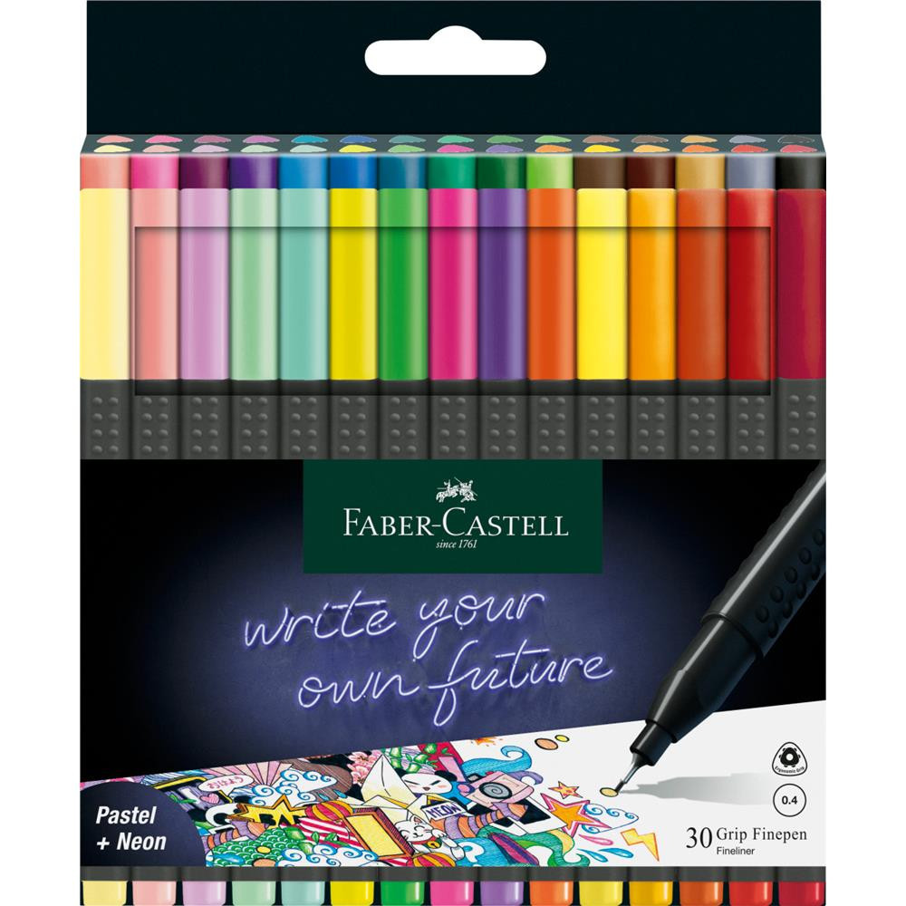 Set od Finepen Grip fineliners - Faber-Castell - 30 colors