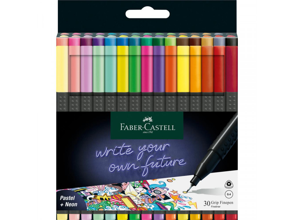 Set od Finepen Grip fineliners - Faber-Castell - 30 colors