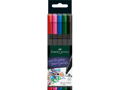 Set od Finepen Grip fineliners - Faber-Castell - 5 colors