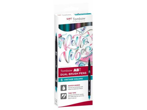 Zestaw pisaków Dual Brush Pen Vintage - Tombow - 6 szt.