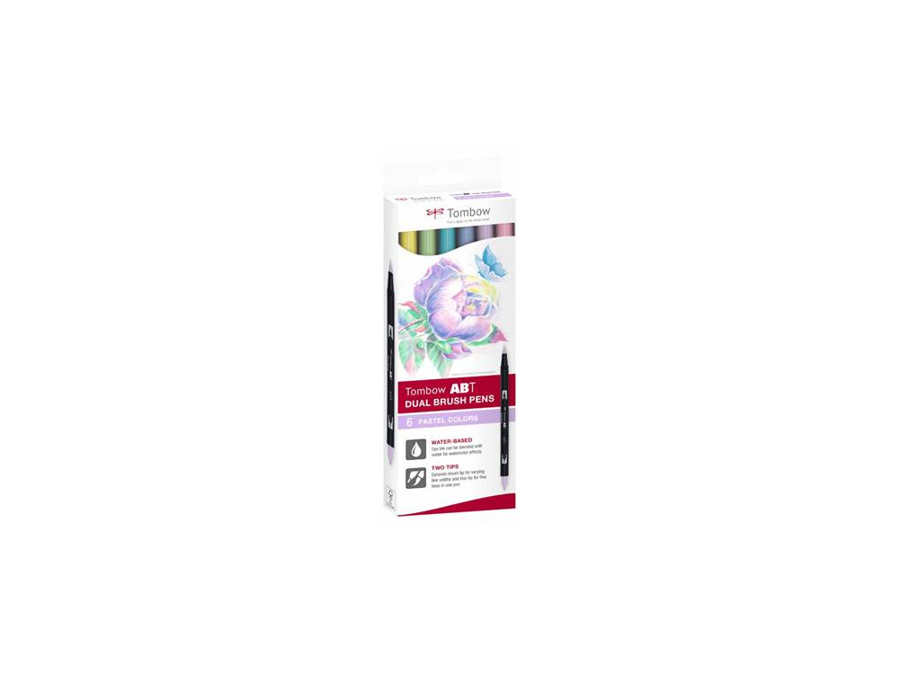 Set of Dual Brush Pens Pastel Colors - Tombow - 6 pcs.
