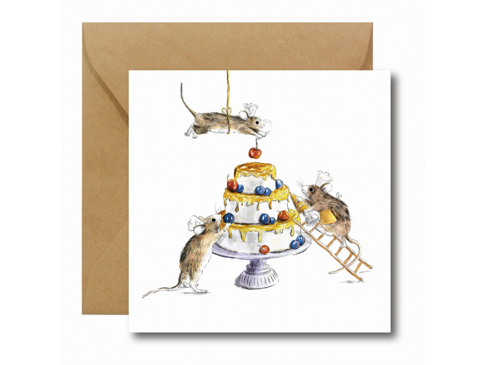 Kartka okolicznościowa - Hi Little - Wisienka na torcie, 14,5 x 14,5 cm
