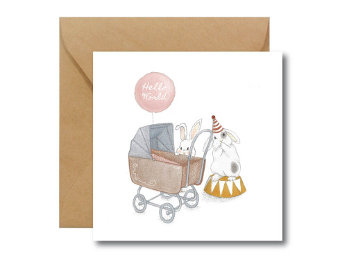 Greeting card - Hi Little - Hello world, 14,5 x 14,5 cm