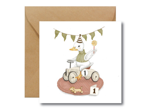 Greeting card - Hi Little - Goose, 14,5 x 14,5 cm