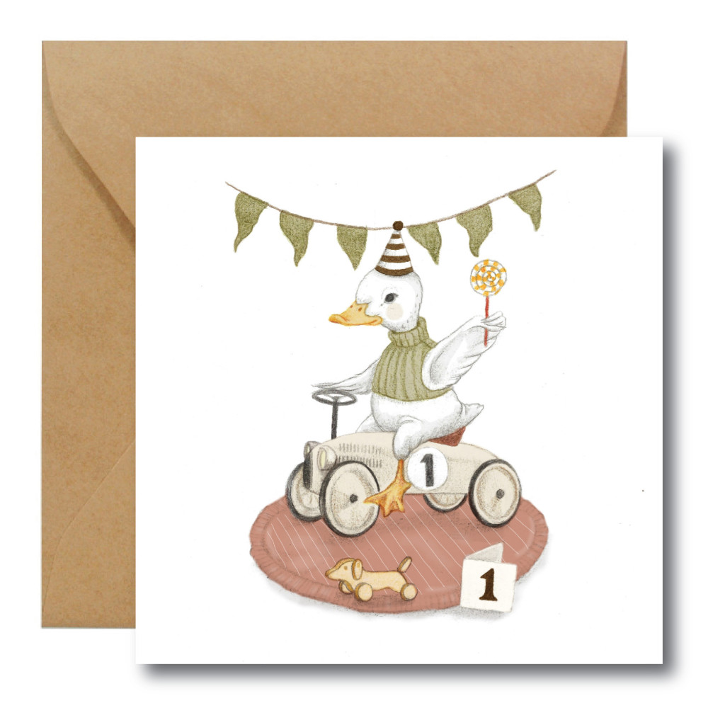 Greeting card - Hi Little - Goose, 14,5 x 14,5 cm
