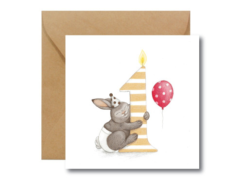 Greeting card - Hi Little - Rabbit, 14,5 x 14,5 cm