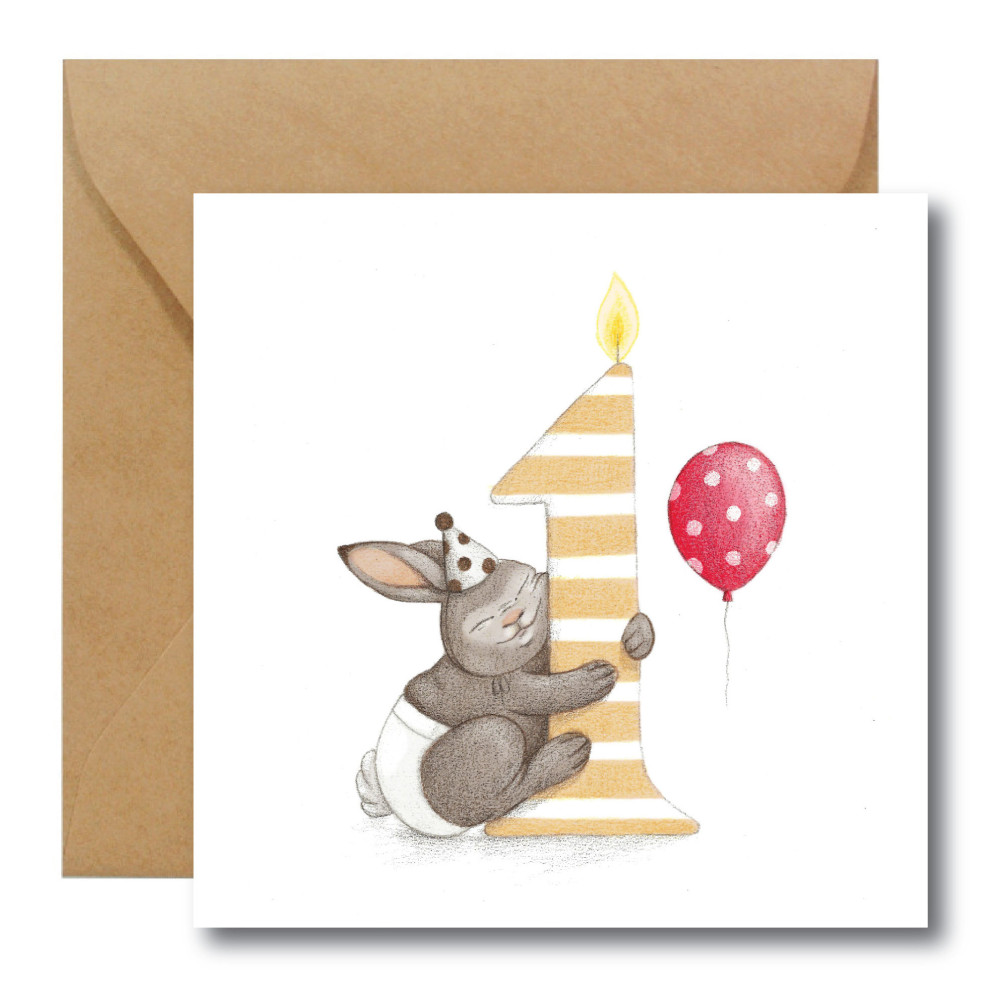 Greeting card - Hi Little - Rabbit, 14,5 x 14,5 cm