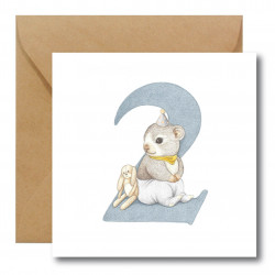 Kartka okolicznościowa - Hi Little - Myszka, 2 urodziny, 14,5 x 14,5 cm