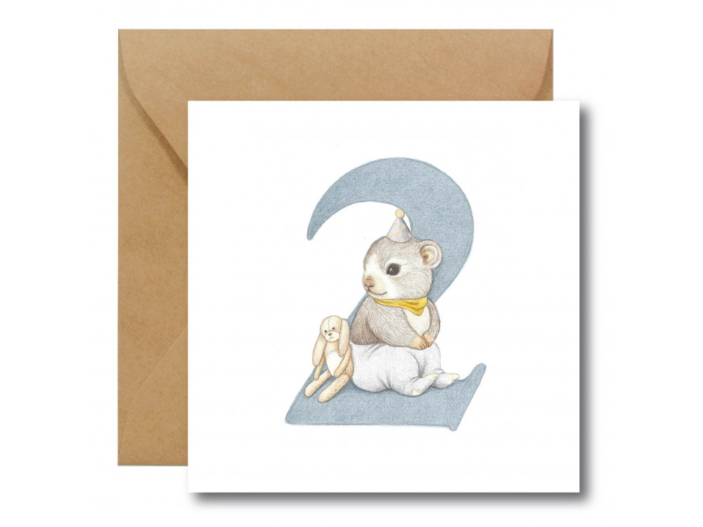 Greeting card - Hi Little - Mouse, 14,5 x 14,5 cm