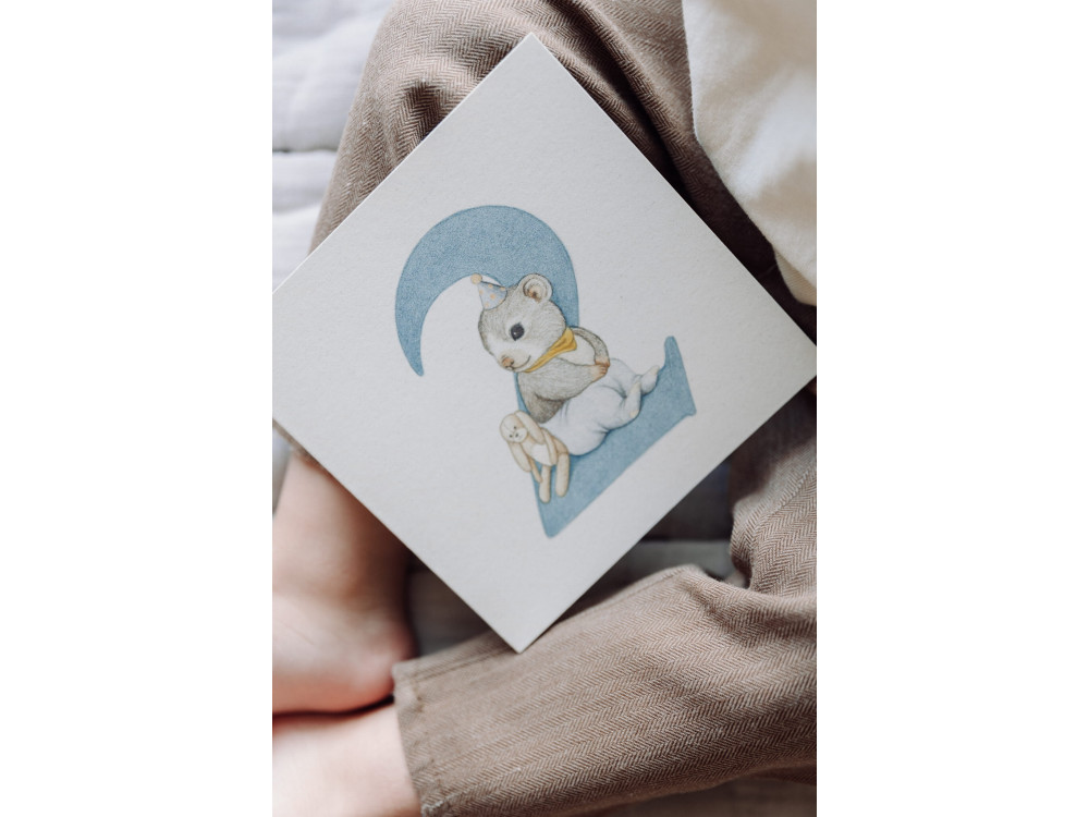 Kartka okolicznościowa - Hi Little - Myszka, 2 urodziny, 14,5 x 14,5 cm