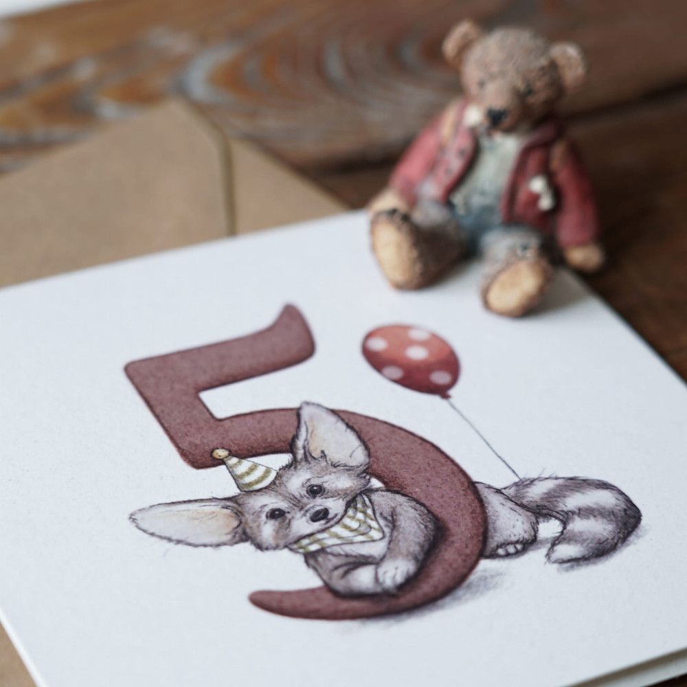 Kartka okolicznościowa - Hi Little - Lisek, 5 urodziny