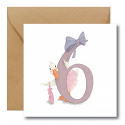 Kartka okolicznościowa - Hi Little - Gąska, 6 urodziny, 14,5 x 14,5 cm
