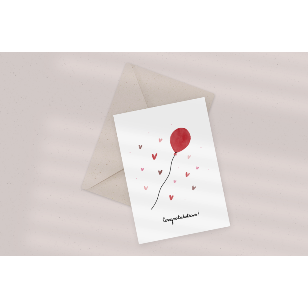 Greeting card - Eökke - Congratulations! baloon, 12 x 17 cm