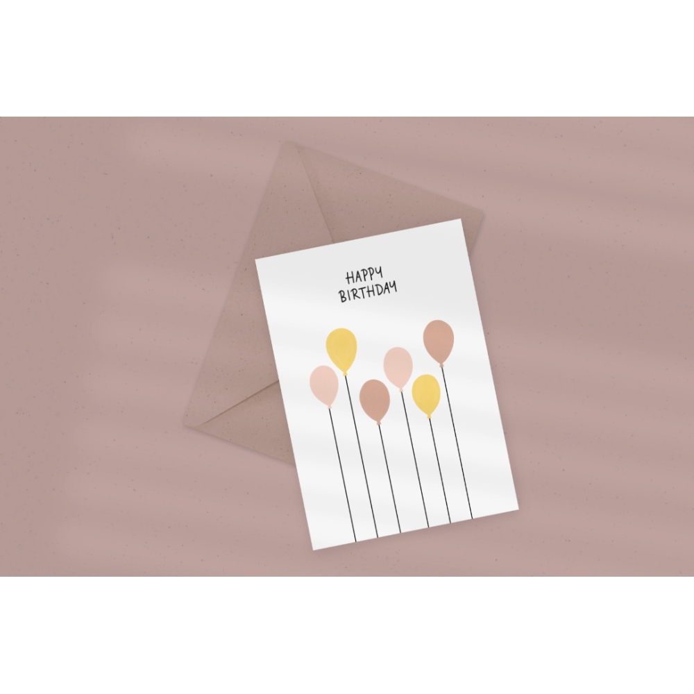 Greeting card - Eökke - Happy Birthday, balloons, 12 x 17 cm