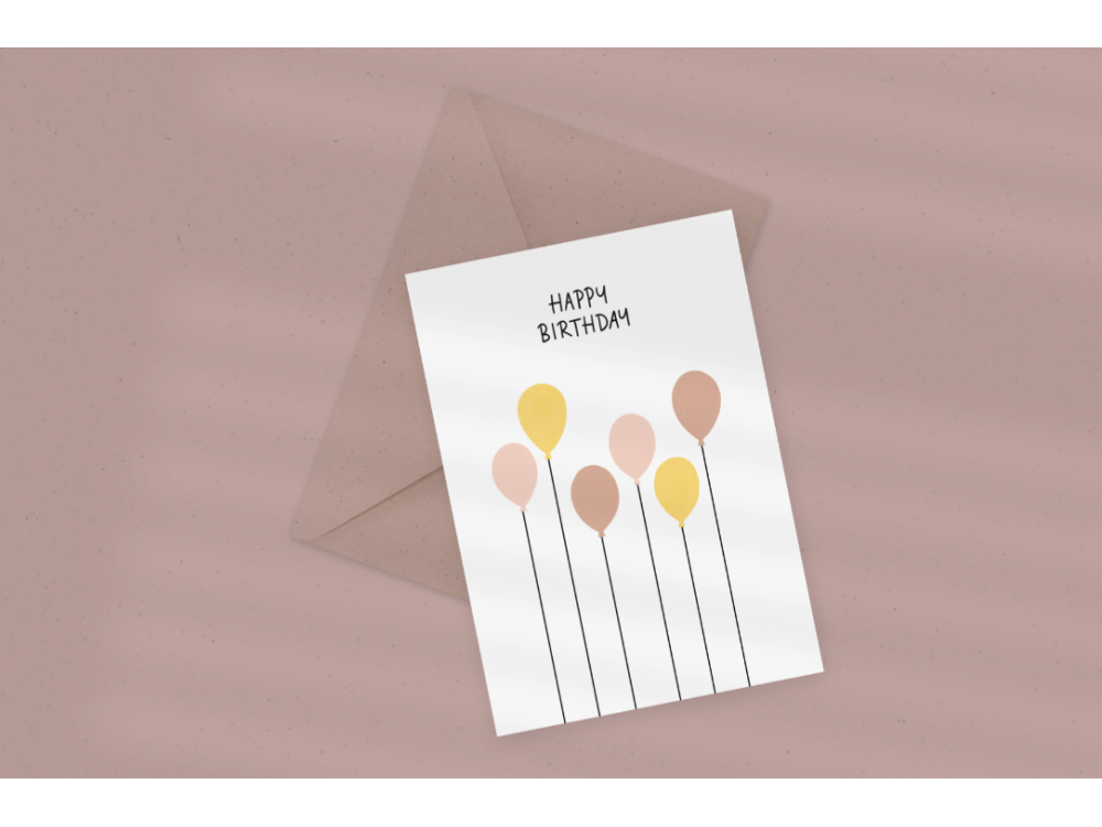 Kartka okolicznościowa - Eökke - Happy Birthday, balony, 12 x 17 cm