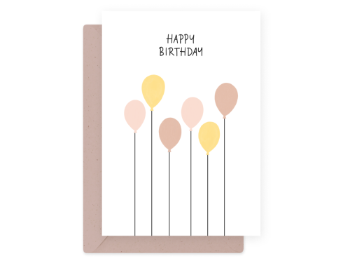 Greeting card - Eökke - Happy Birthday, balloons, 12 x 17 cm