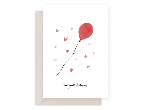Greeting card - Eökke - Congratulations! baloon, 12 x 17 cm