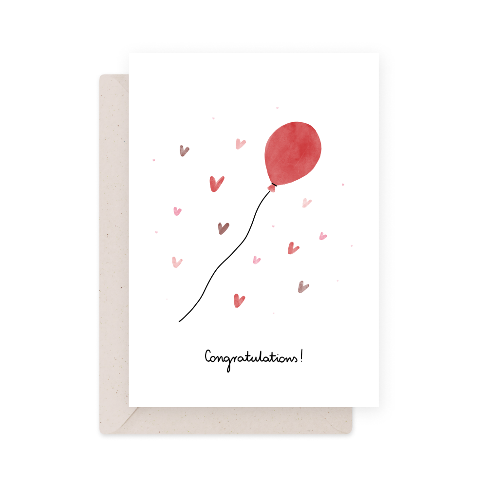 Greeting card - Eökke - Congratulations! baloon, 12 x 17 cm