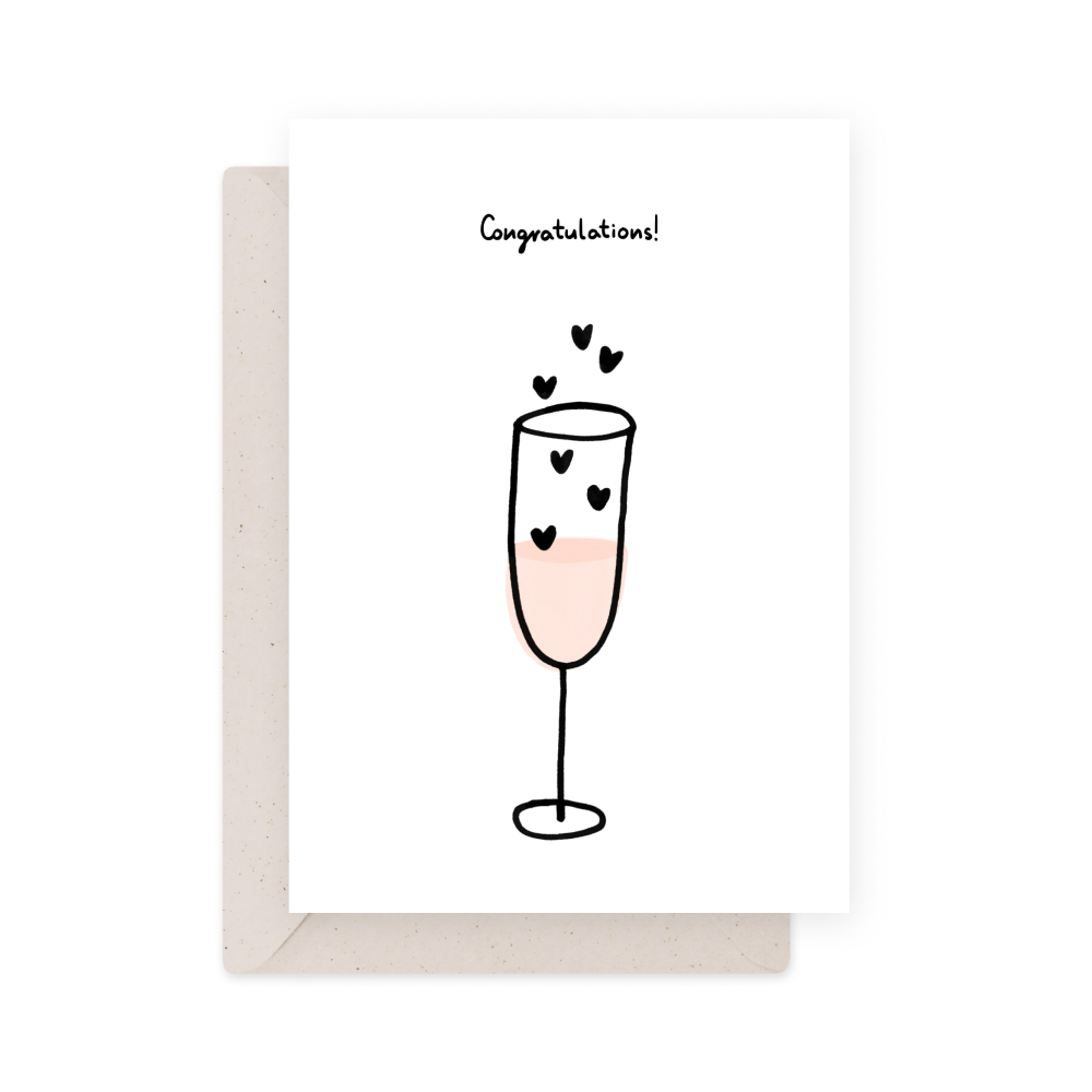 Kartka okolicznościowa - Eökke - Congratulations! szampan, 12 x 17 cm