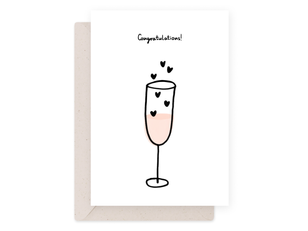 Greeting card - Eökke - Congratulations! champagne, 12 x 17 cm