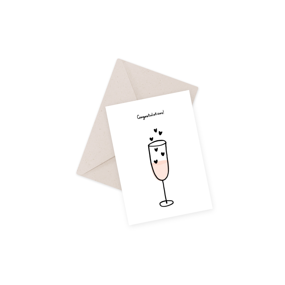 Kartka okolicznościowa - Eökke - Congratulations! szampan, 12 x 17 cm