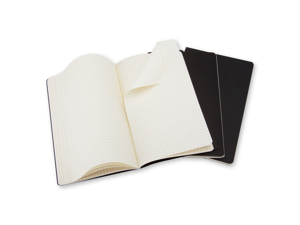 Zestaw notatników w kratkę A5 - Moleskine - czarne, 3 szt.