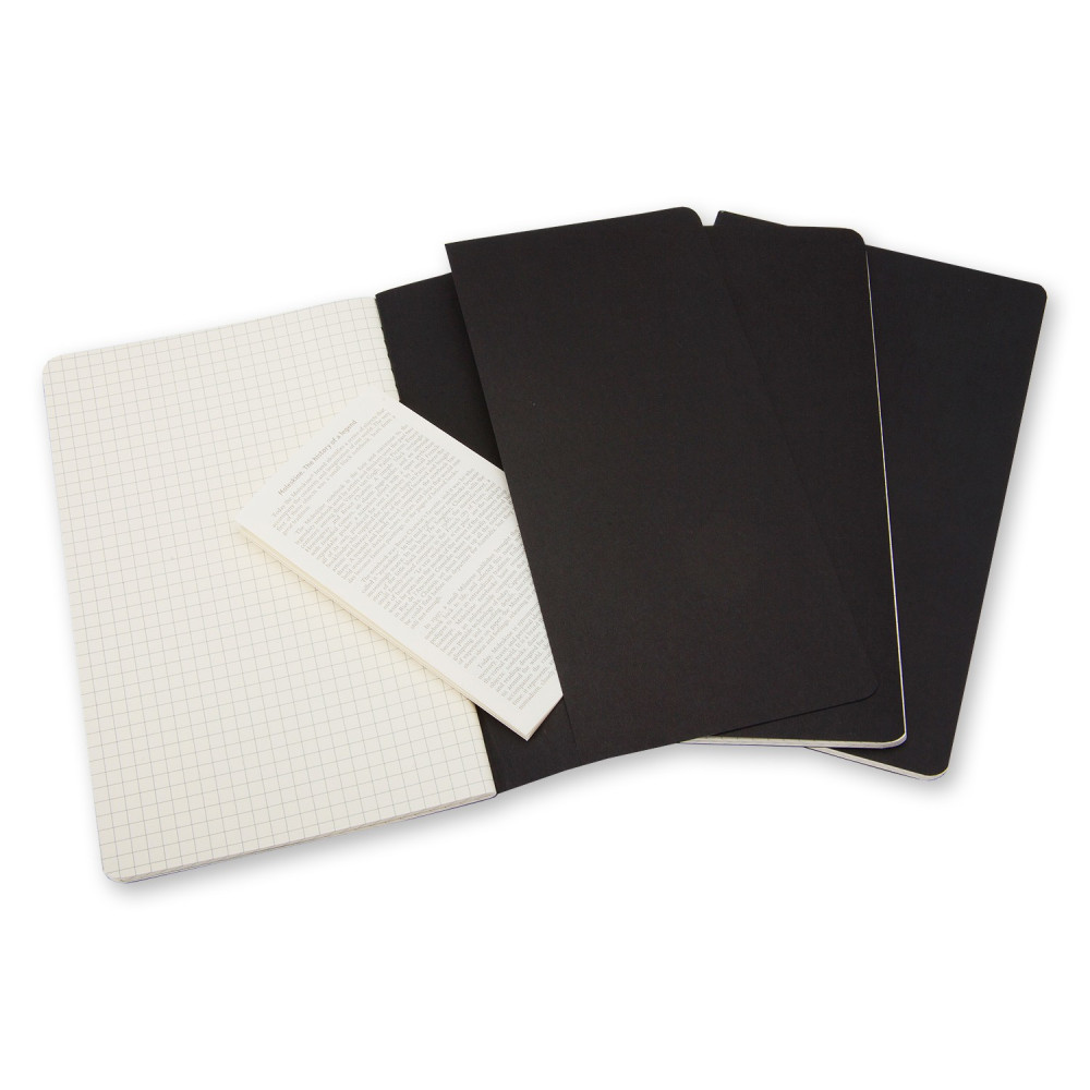 Set of 3 Squared Cahier Journals - Black - Large - Moleskine