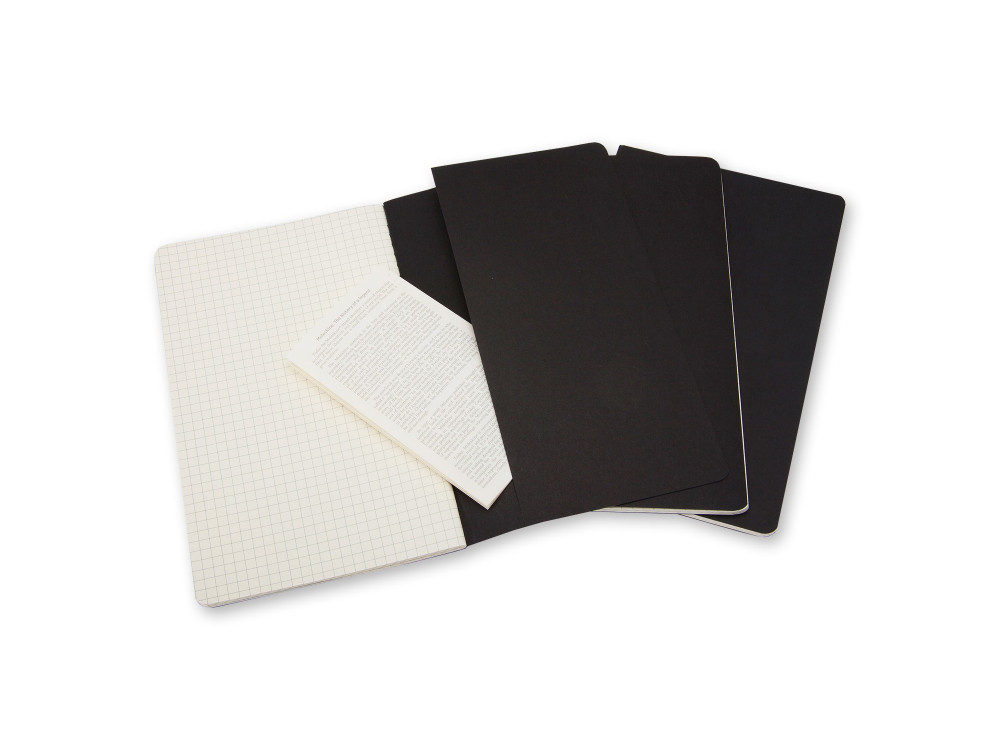 Set of 3 Squared Cahier Journals - Black - Large - Moleskine