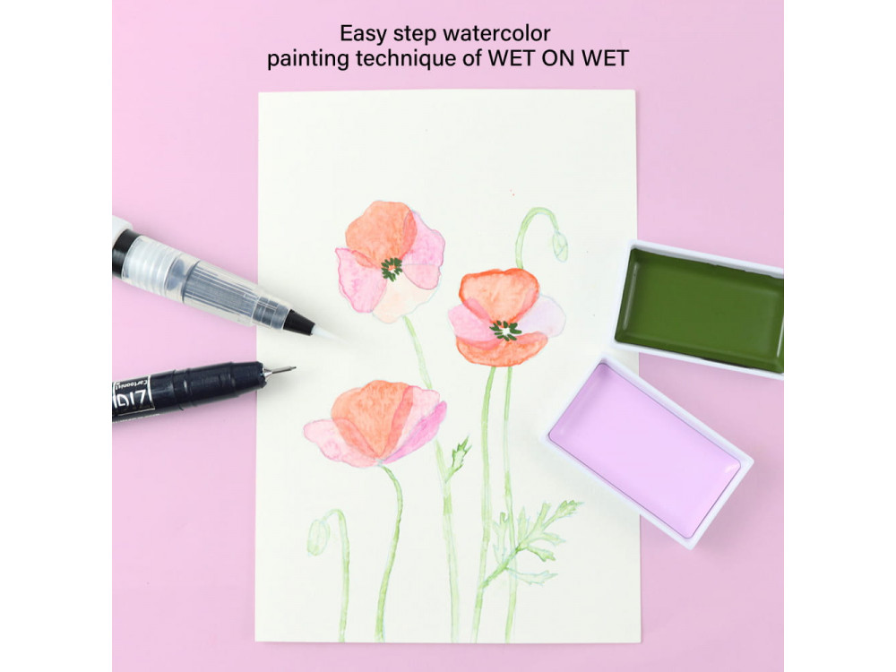 Exploring Watercolors, how to paint flowers set - Kuretake - 12 pcs.