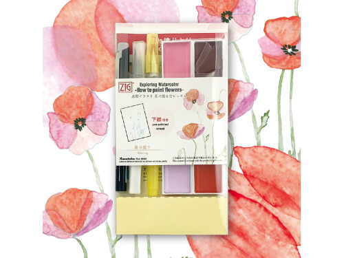 Exploring Watercolors, how to paint flowers set - Kuretake - 12 pcs.