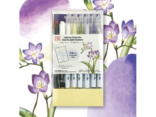 Zestaw akwarelowy Watercolor Flowers, Gradation - Kuretake - 11 szt.