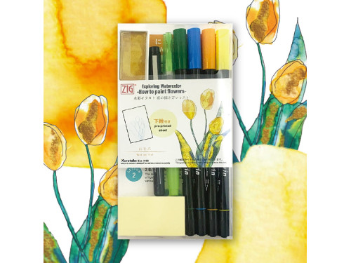 Zestaw akwarelowy Watercolor Flowers, Wet on Wet - Kuretake - 10 szt.