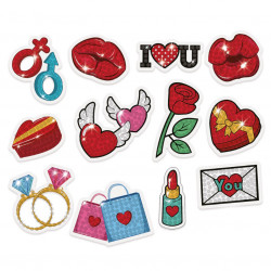 Diamond embroidery stickers, Love - DpCraft - 12 pcs.
