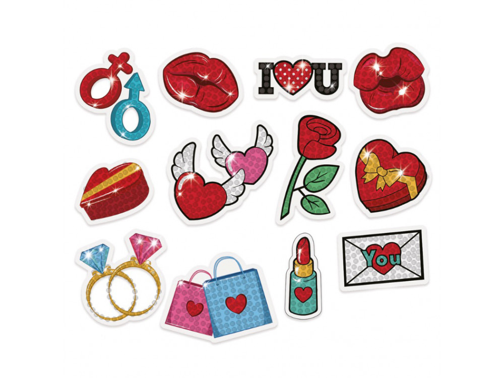 Diamond embroidery stickers, Love - DpCraft - 12 pcs.