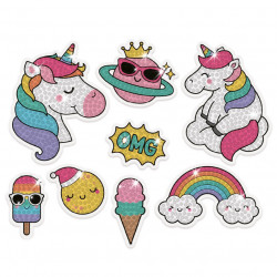 Diamond embroidery stickers, Unicorns - DpCraft - 8 pcs.