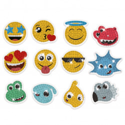 Diamond embroidery stickers, Emoticons and dinosaurs - DpCraft - 12 pcs.