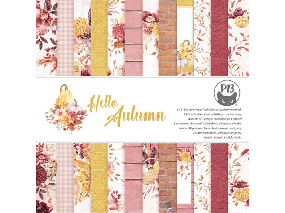 Zestaw papierów do scrapbookingu 15,3 x 15,3 cm - Piątek Trzynastego - Hello Autumn