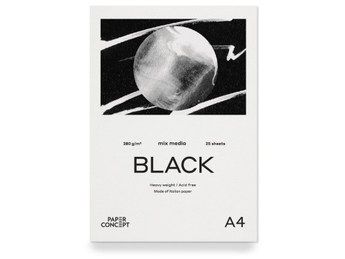 Blok uniwersalny Mix Media Black - PaperConcept - smooth A4 280 g 25 ark.