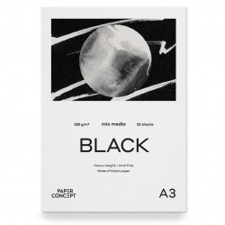 Blok uniwersalny Mix Media Black - PaperConcept - smooth, A3, 280 g, 25 ark.