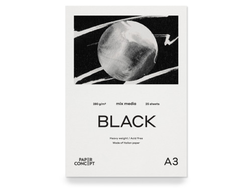 Blok uniwersalny Mix Media Black - PaperConcept - smooth A3 280 g 25 ark.