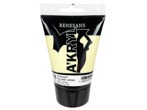 Acrylic A'kryl Bicolor paint - Renesans - 74, yellow green, 100 ml