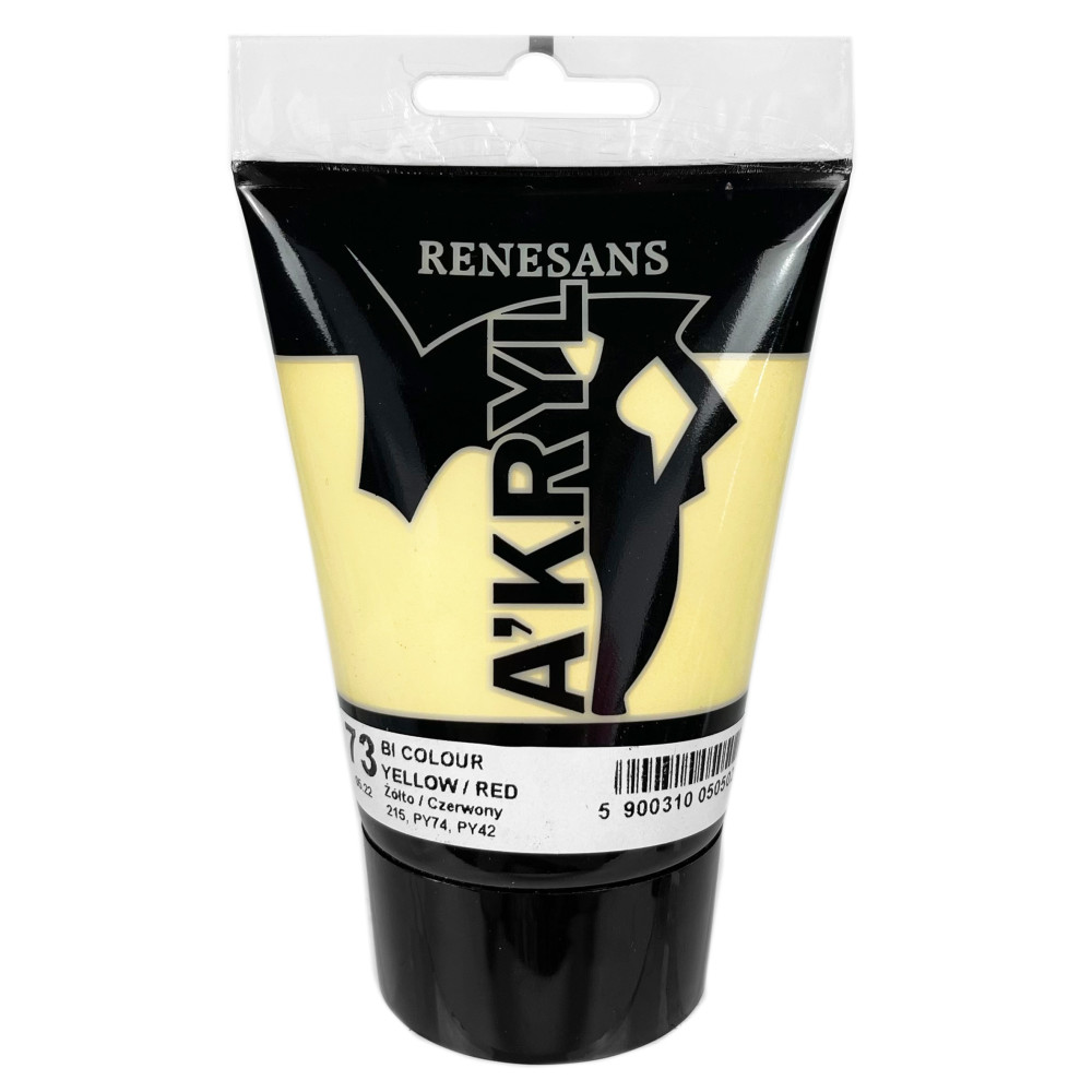 Acrylic A'kryl Bicolor paint - Renesans - 73, yellow red, 100 ml