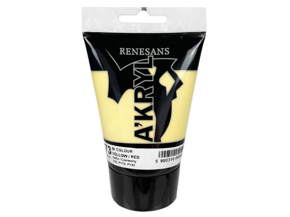 Acrylic A'kryl Bicolor paint - Renesans - 73, yellow red, 100 ml